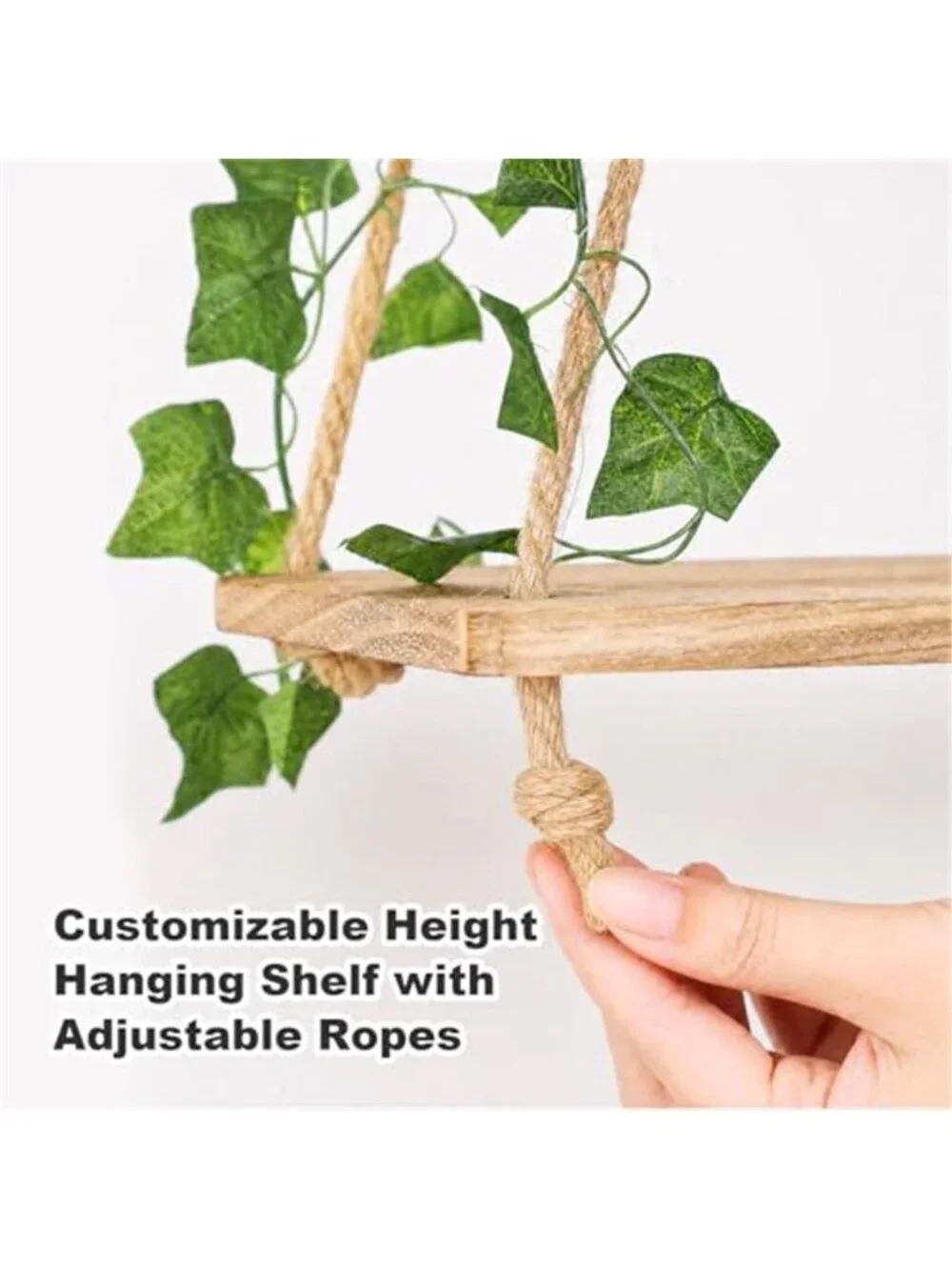 Macrame Floating Shelves for Wall No Drilling,Boho Hanging Shelf with Artificial